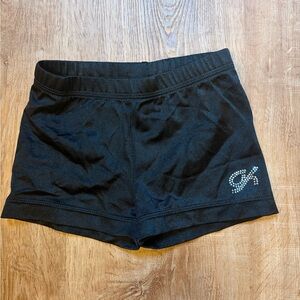Black Girl’s Gymnastic Shorts with Rhinestone Accent